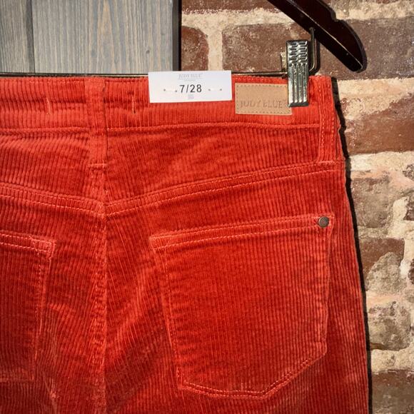 Judy Blue Corduroy Pants 7/28 Rust Ankle Straight High Waist NWT Preppy Boho - Picture 6 of 9
